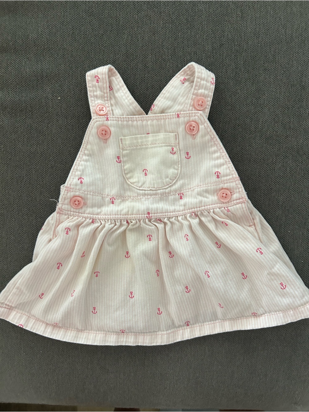 Pink Anchor Print Pinafore Dress - Baby